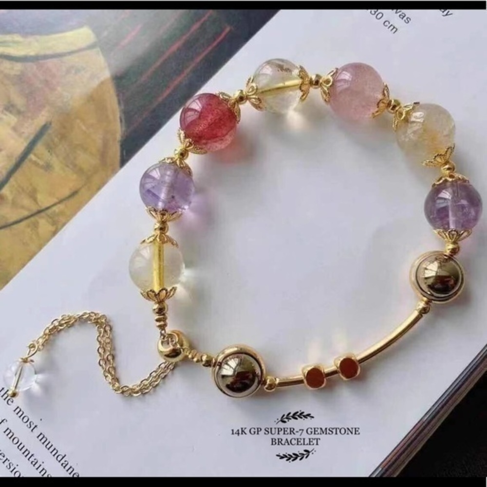 COPY - COPY - 14K GP Super 7& Terahertz Stone Gemstone bracelet